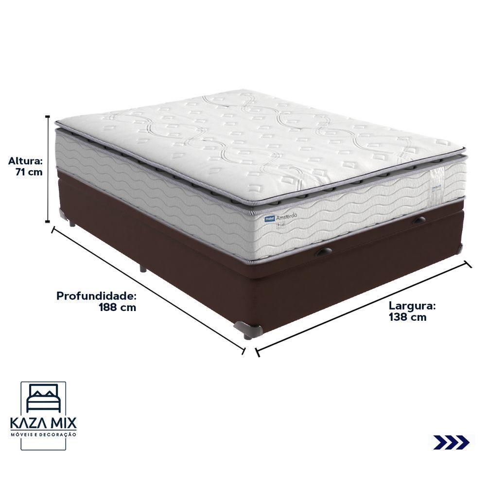 Miniatura Cama Box Baú E Colchão Amsterdã Molas Ensacadas Casal Probel Casal Marrom