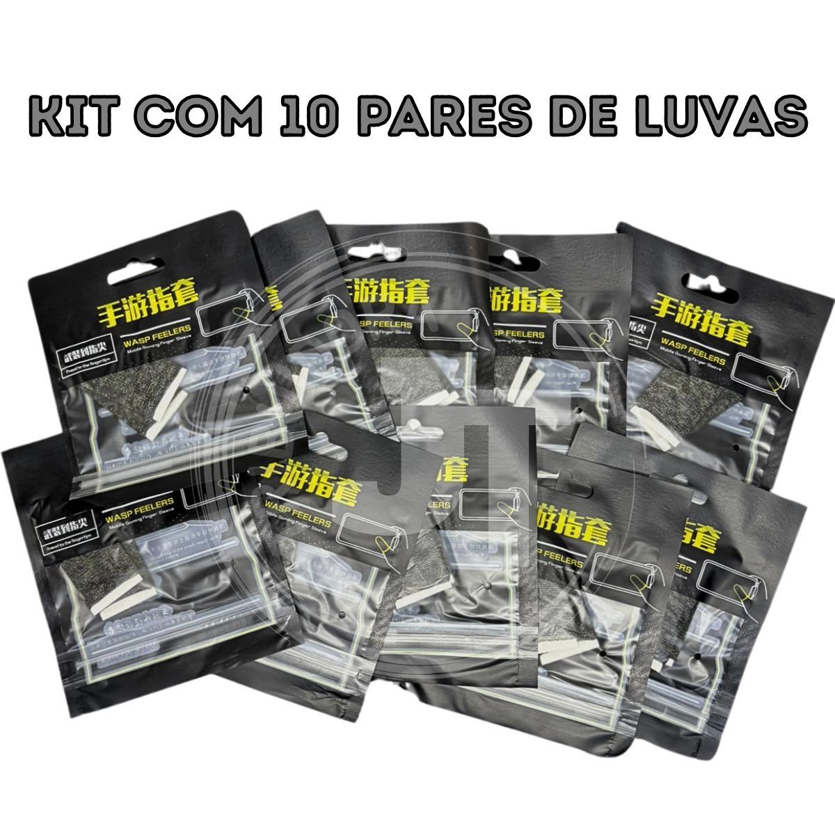 Miniatura Kit 20 Luvas Dedo Fibra Prata Gamer Profissional Jogar Pubg