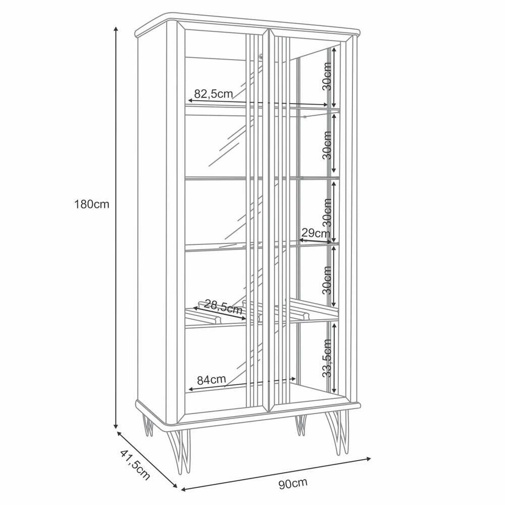 Miniatura Cristaleira De Vidro Com Espelho Alvora H01 Off White - Mpozenato