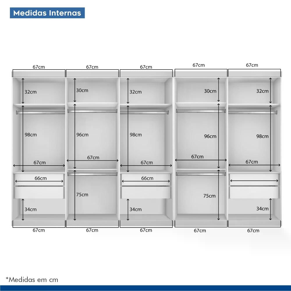 Miniatura Conjunto Closet Casal 2 Módulos 6 Gavetas França Minastex Branco