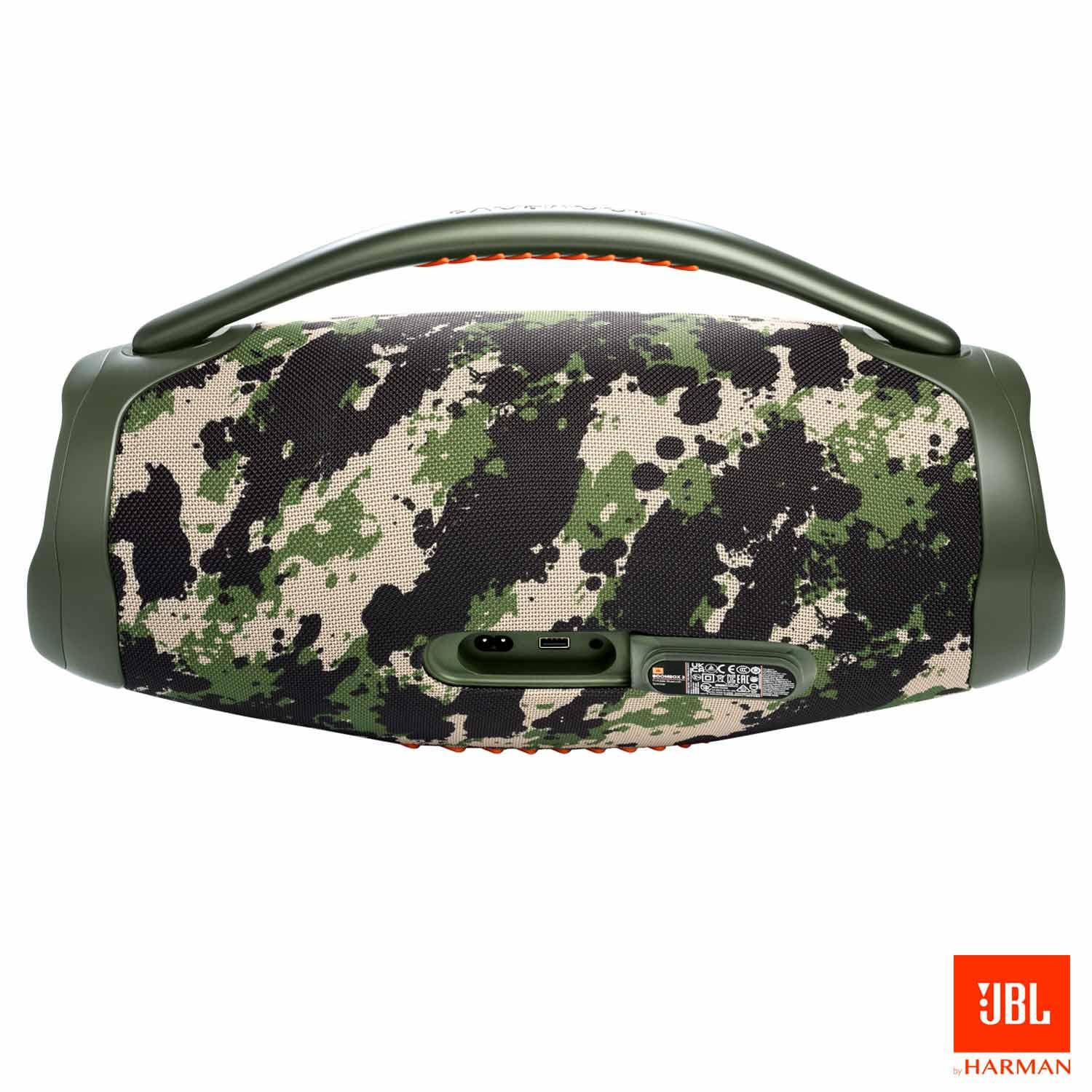 Miniatura Caixa De Som Bluetooth JBL Boombox 3 Camuflada Até 24h de Reprodução IP67 À Prova d´água 130W Bivolt