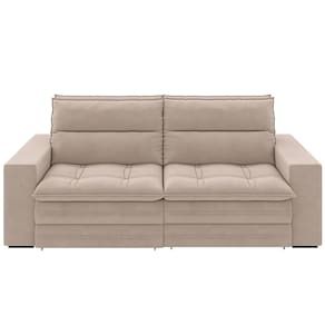 Miniatura Sofá 4 Lugares Luizzi Colombo Retrátil e Reclinável, Revestido em Tecido Veludo Slim - 230cm largura Cappuccino