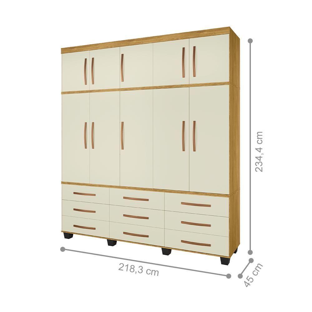 Miniatura Guarda-roupa Quioto Com 9 Gavetas 10 Portas Mel Pérola