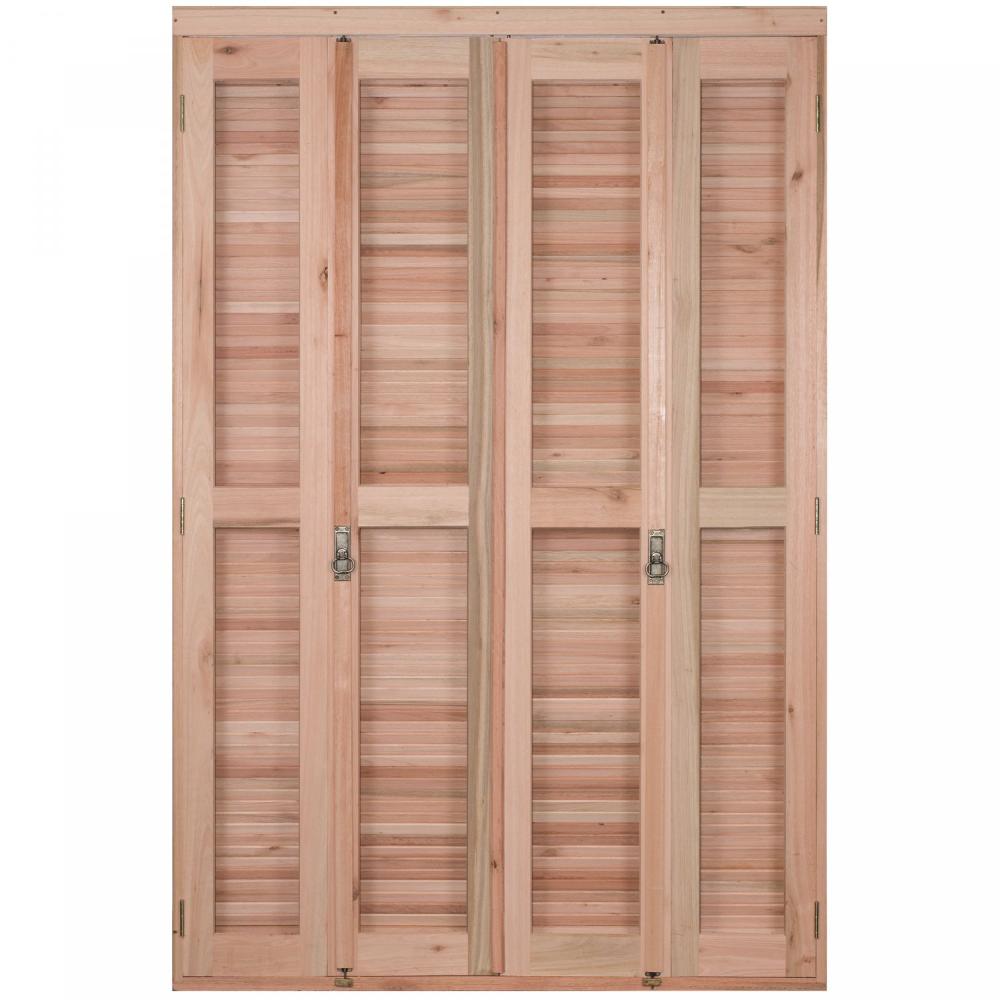 Miniatura Porta Janela com Veneziana Pantográfica e Caixilhos para Vidros Pantográficos 213x108cm Rondosul Natural