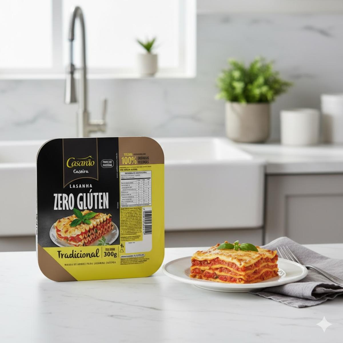 Miniatura Kit 3 Massa Lasanha Gourmet Caseira Sem Gluten 300G