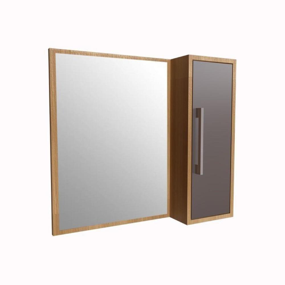 Gabinete de Banheiro Suspenso 80cm Alice com Espelheira 01 Porta com Cuba Mel/Grafite