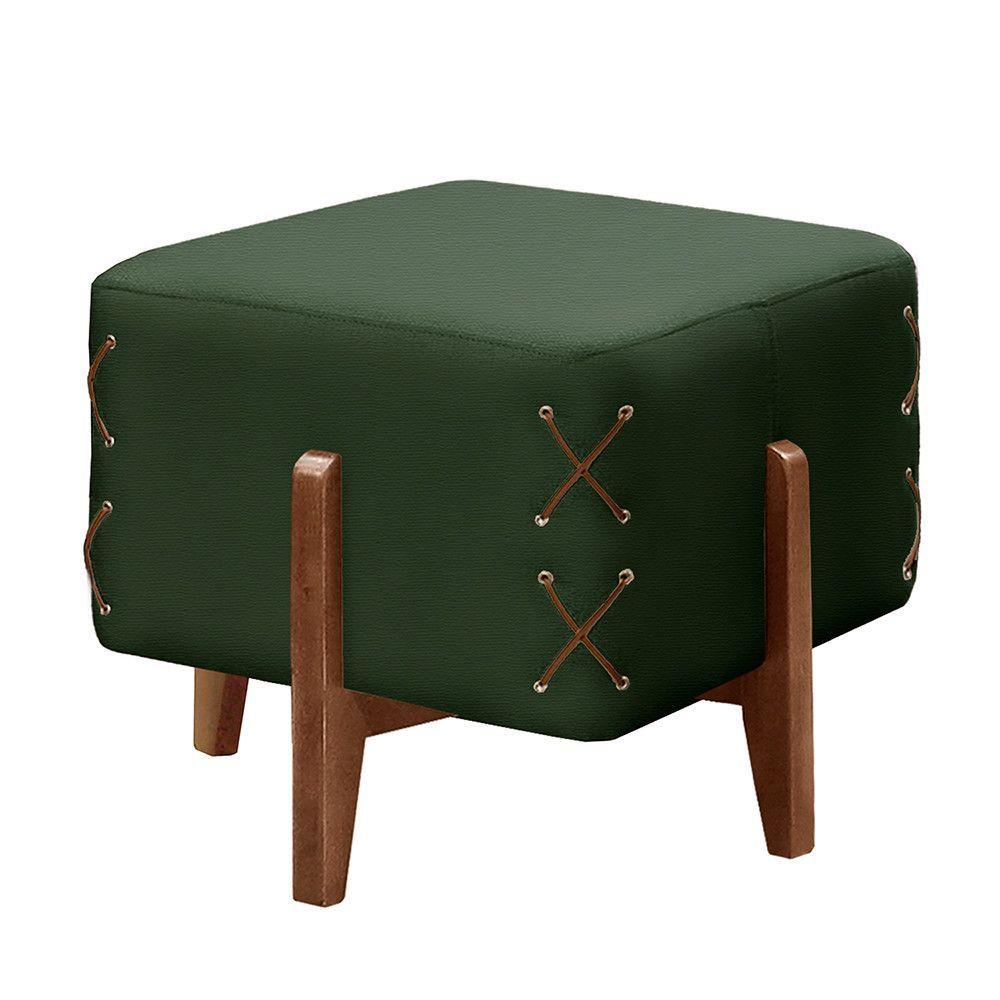 Miniatura Puff Banqueta Veludo Eros Madeira Maciça Castellar Móbile Verde