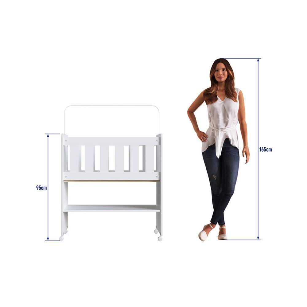 Miniatura Mini Berço Moisés Com Suporte Mosquiteiro 1 Nicho Branco