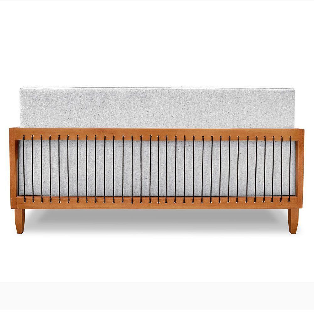 Miniatura Sofá Living 2 Lugares Marilia 1,60m Linho Cinza Base Em Madeira Castanho - Pallazio