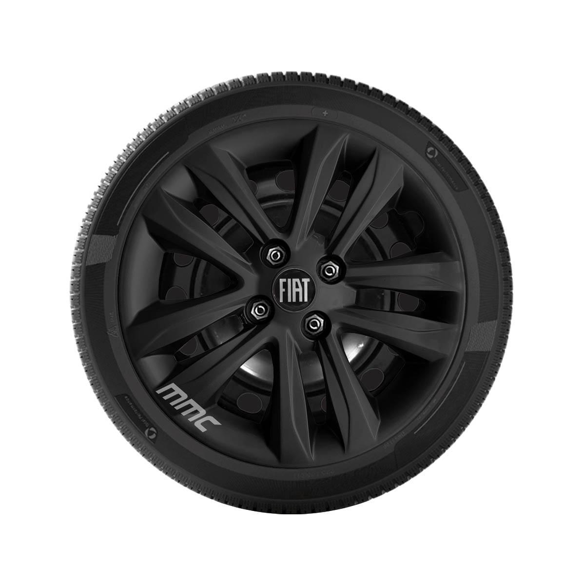 Miniatura 4Un Calota Mobi Argo Uno Way Aro 14 Preto Com Logo 191Cb