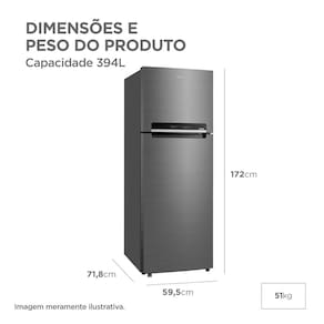 Geladeira Midea Frost Free Duplex 394L Inverter Inox 110V