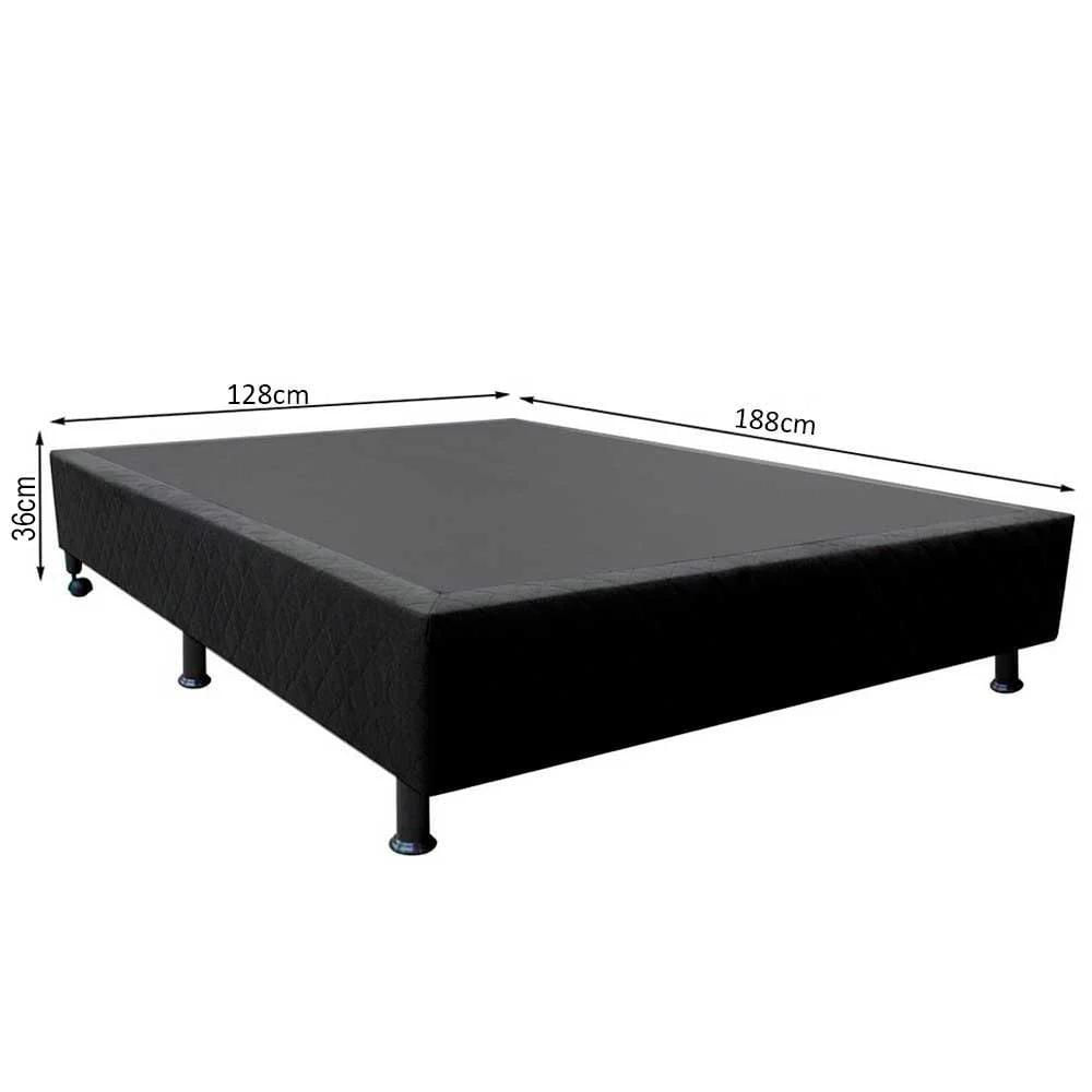 Miniatura Base Box Para Cama Viúva 128x188cm Liz S05 Suede Bordado Preto - Mpozenato
