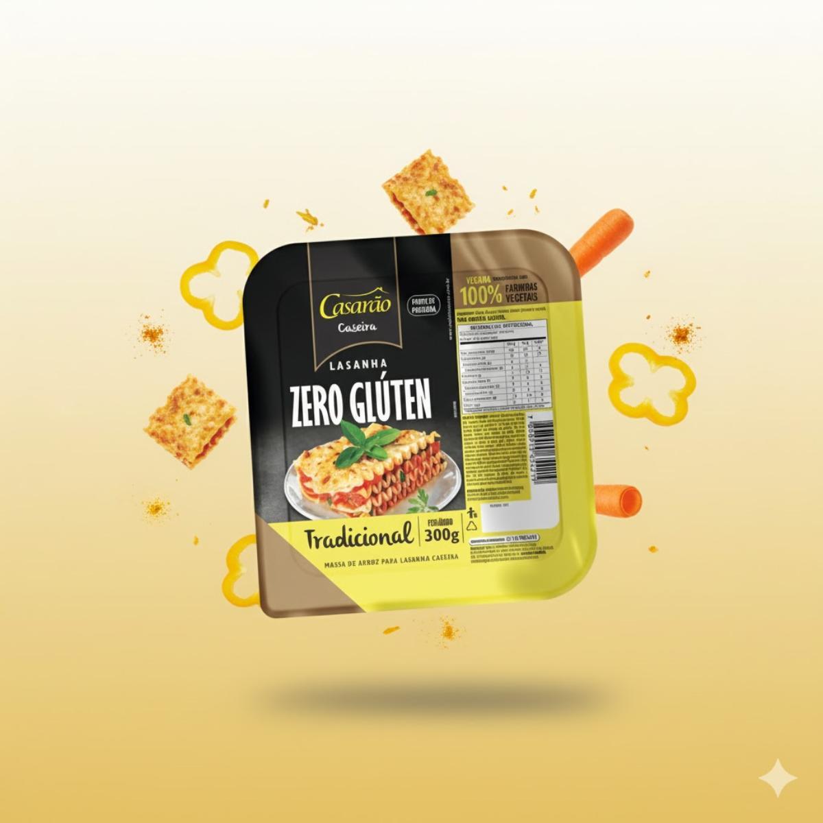 Miniatura Kit 3 Massa Lasanha Gourmet Caseira Sem Gluten 300G