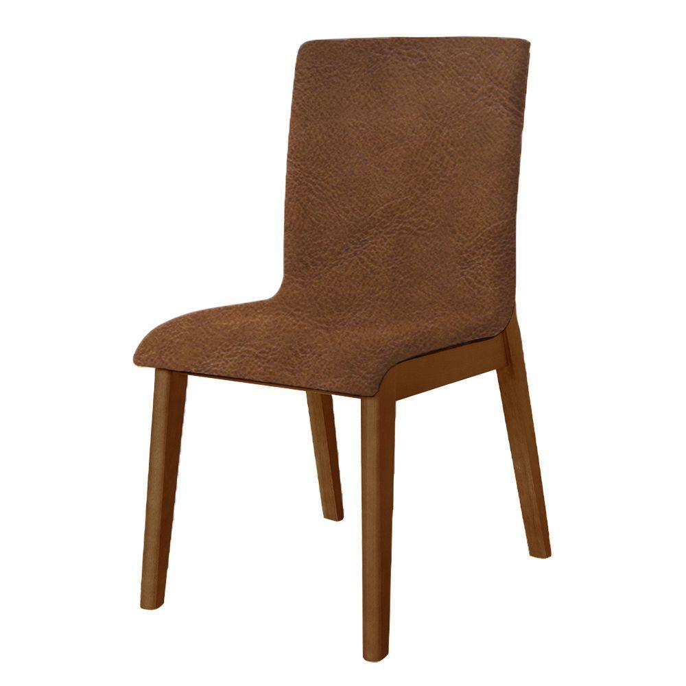 Miniatura Kit 2 Cadeiras De Jantar Diamante Estofada Em Tecido Sintético Caramelo Base Madeira Maciça Imbuia