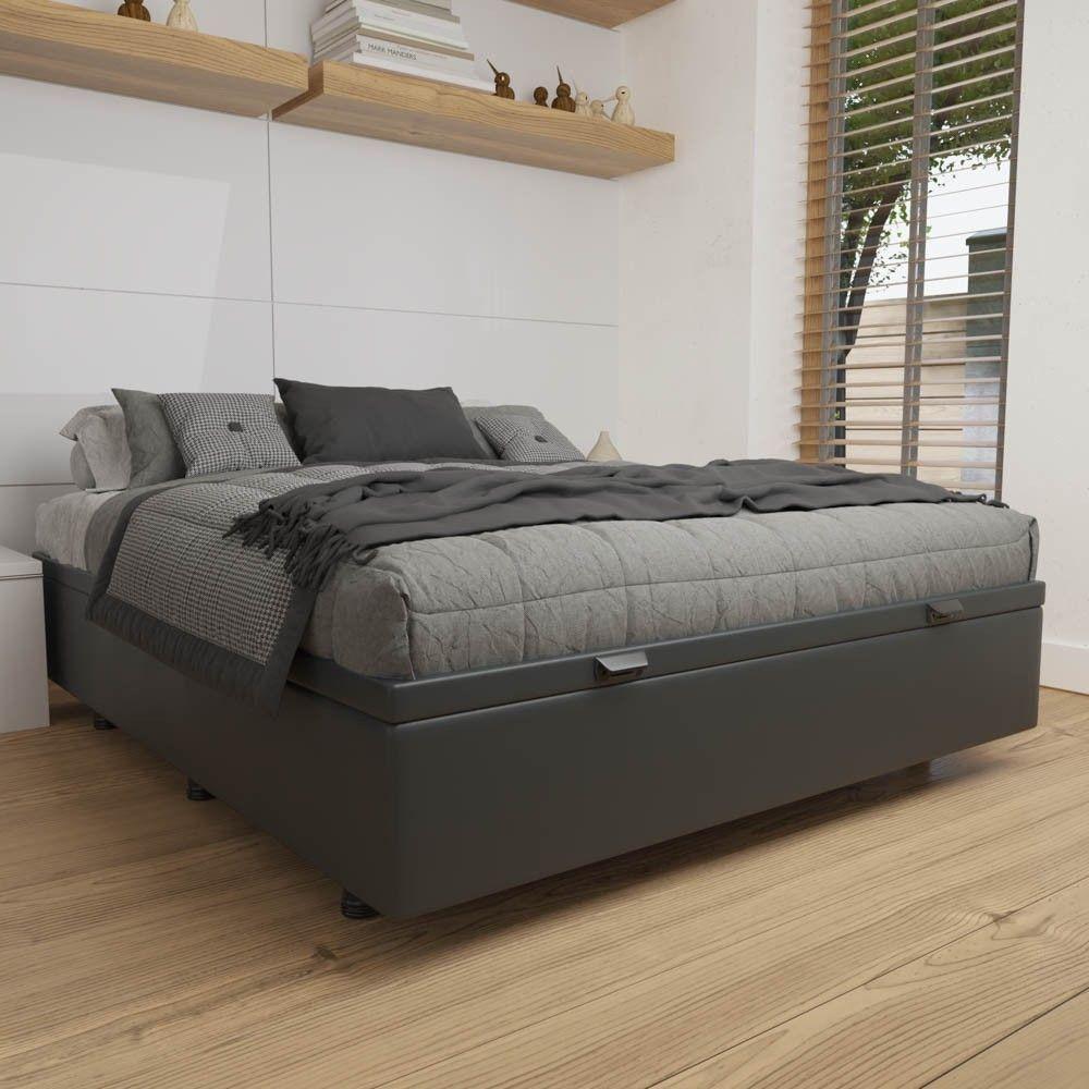 Base Box Baú Para Cama Viúva 128x188cm Liz S05 Sintético Cinza - Mpozenato