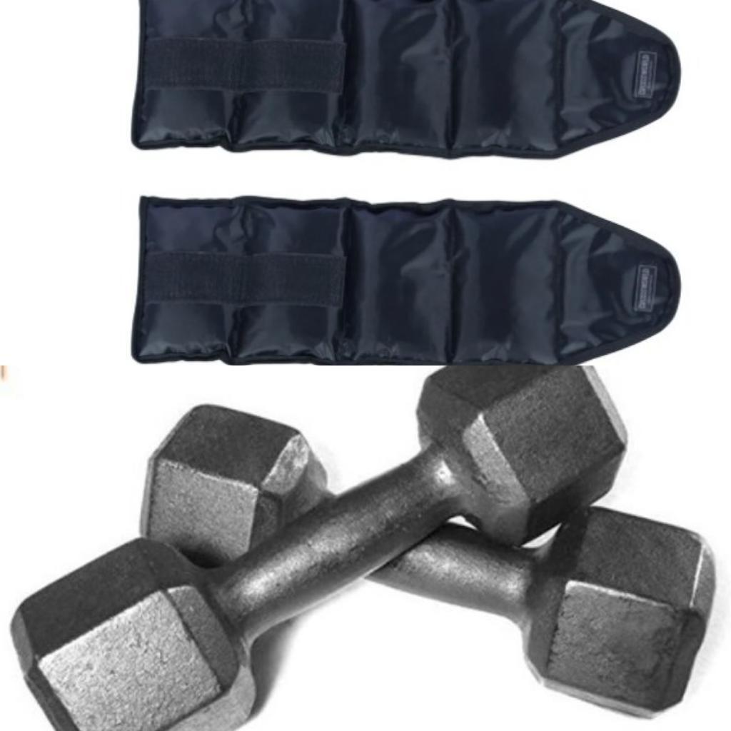 Miniatura Halter Dumbell Par 2Kg + Caneleira Par 4Kg Musculação Kit