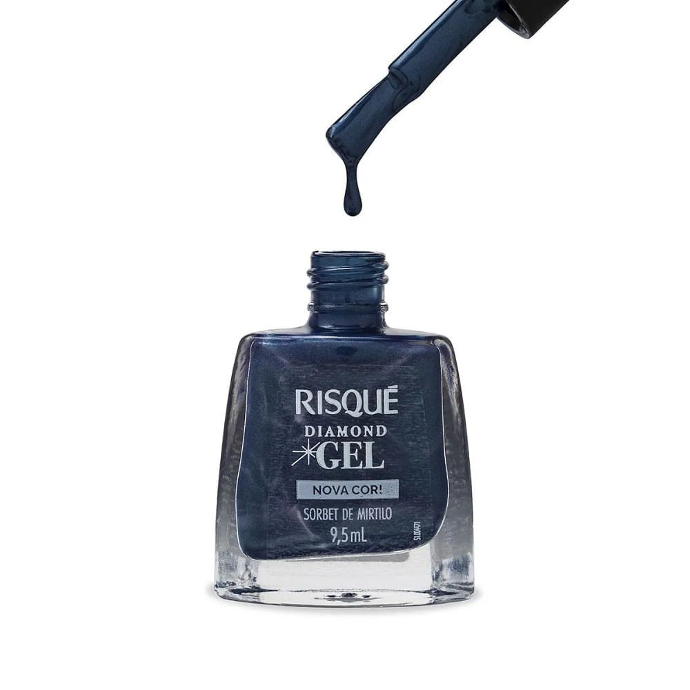Miniatura Esmalte Risqué Daimond Gel Metálico Sobert De Mirtilo 9,5ml