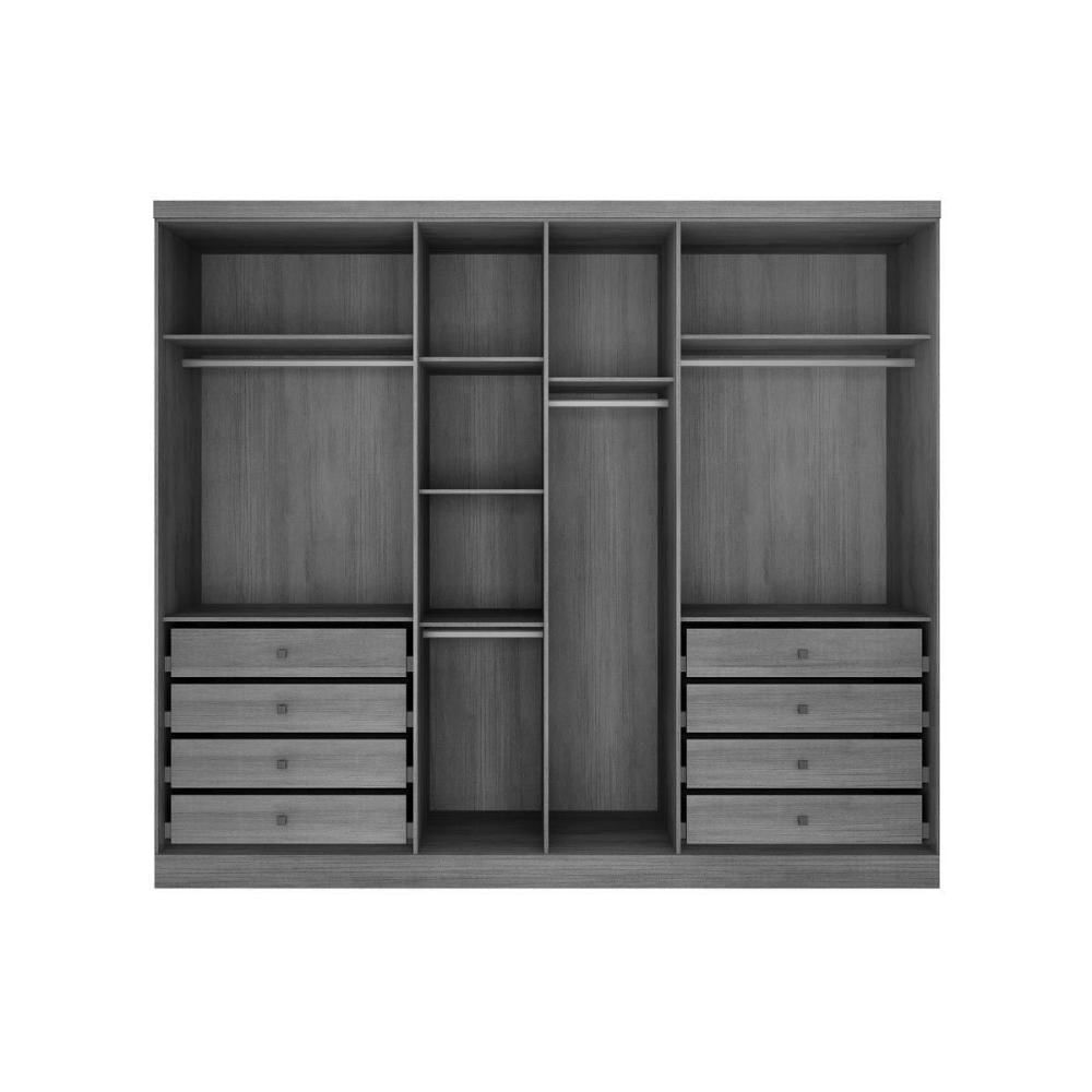 Miniatura Quarto Modulado Bari Rizon 5 Peças 1 Armário Ponte 1 Closet 2 Guarda Roupas 1 Complemento Cumaru