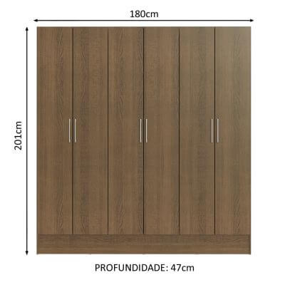 Miniatura Guarda-Roupa Casal Madesa Vip 6 Portas Batentes Rustic Cor:Rustic
