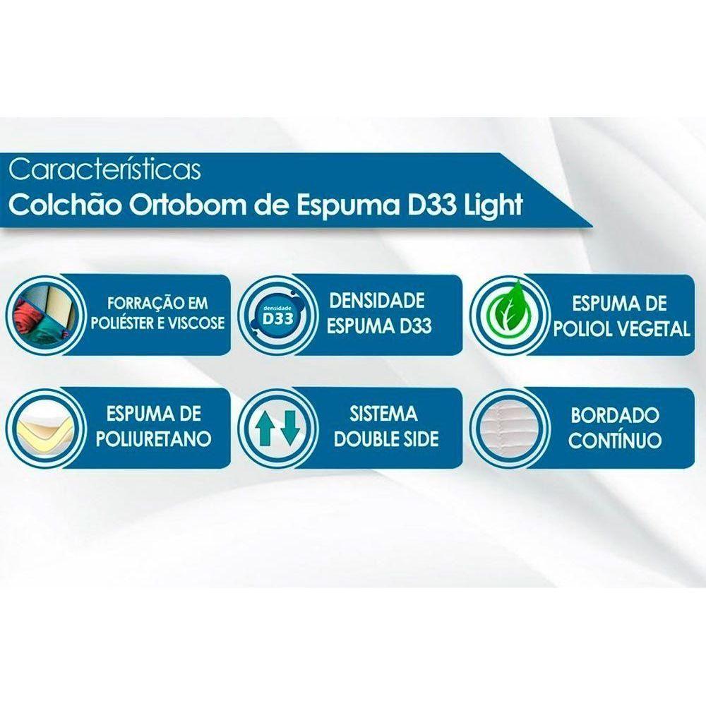 Miniatura Cama Box Baú Casal: Colchão Espuma D33 Ortobom Light Saúde + Base Crc Courano Black(138X188)
