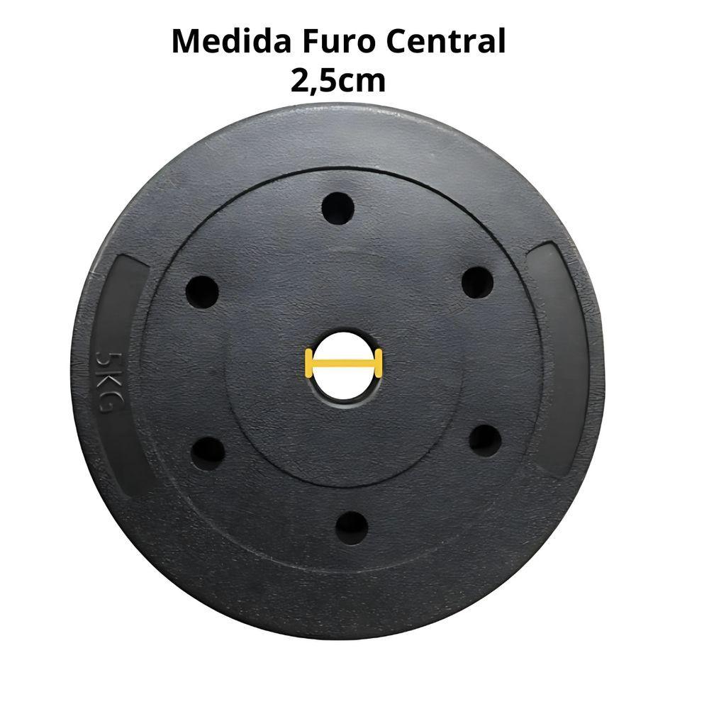 Miniatura Kit Halteres De Anilhas E Barras Fitness 20kg