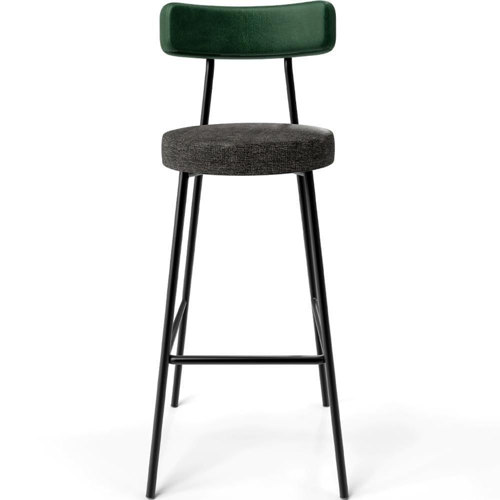 Miniatura Banqueta Alta Bar Cozinha Sala De Jantar Milão L02 Facto Verde Musgo Linho Chumbo