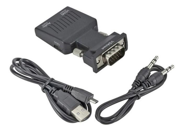 Miniatura Cabo Mini Conversor Vga Para Hdmi Com Áudio Vídeo Usb Fullhd