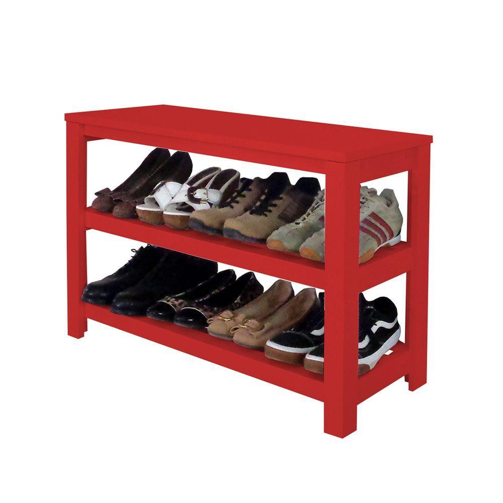 Miniatura Sapateira Banco De Piso Para Closets E Quartos 8 Pares Sapatos Vermelho Laca