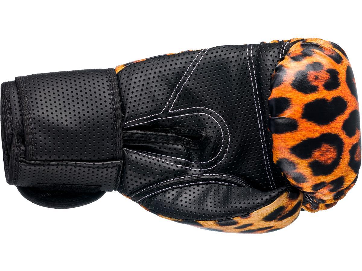 Kit Muay Thai Bandagem Bolsa Bucal Caneleira Luva Onça 12Oz