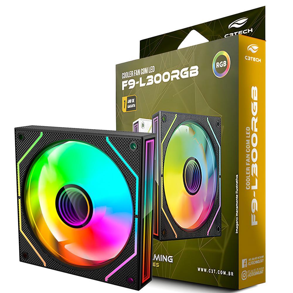 Miniatura Cooler Fan F9-L300Bkrgb Gaming 12Cm C3Tech - Preto