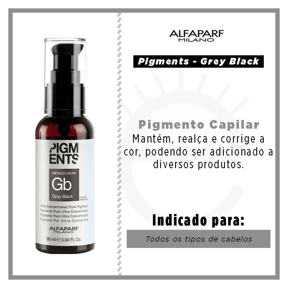 Miniatura Pigmento concentrado Preto e Cinza Alfaparf Milano Pigments Pure Pigment 90ml