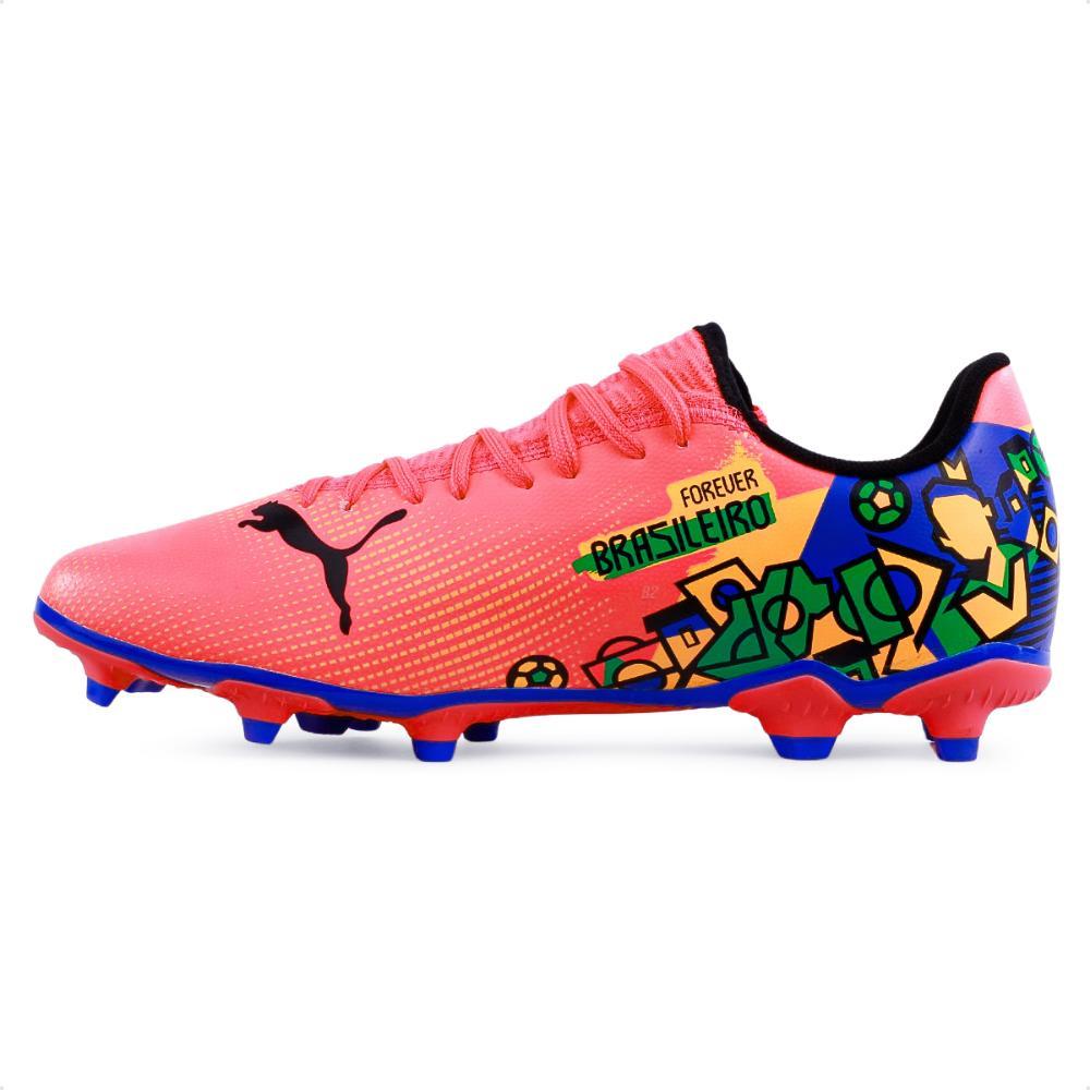 Miniatura Chuteira Campo Puma Future 7 Play Neymar Jr FG/AG BDP Masculina Coral / Azul - 38