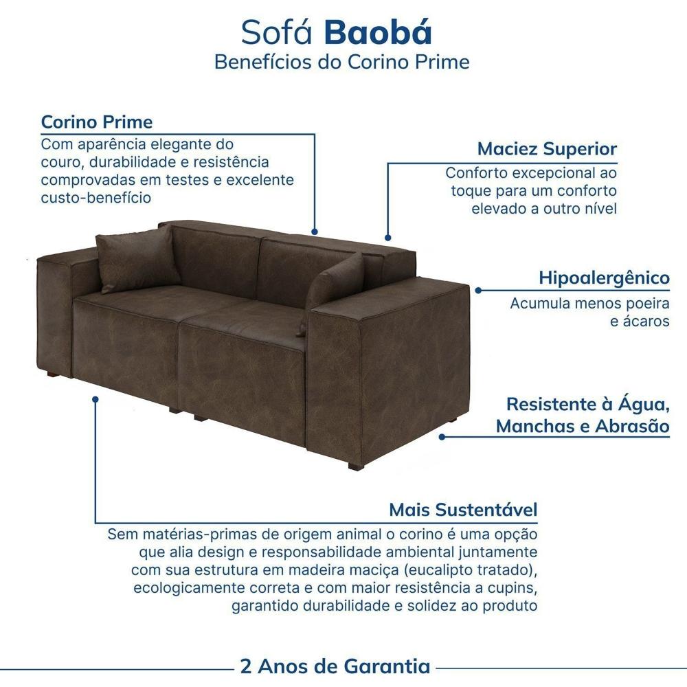 Sofá 2 Lugares 220cm Baobá Cabecasa Madeiramadeira Castanho