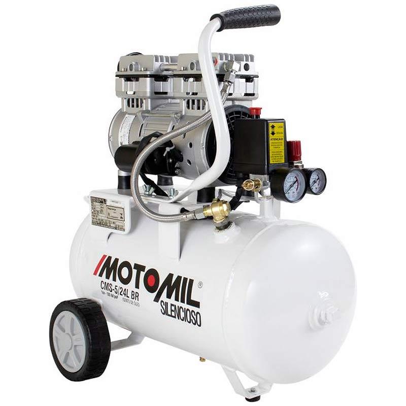 Miniatura Compressor Odontológico 5 Pés 24L 120PSI Silencioso 220V CMS-5/24BR MOTOMIL 220V