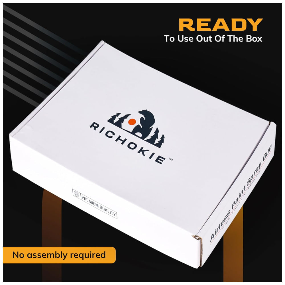 Miniatura Pistola de Pintura Airless Premium Modelo 821, Alta Pressão 3600 PSI com Bico Reversível 517, Junta Giratória, Cabo de Borracha, RICHOKIE.