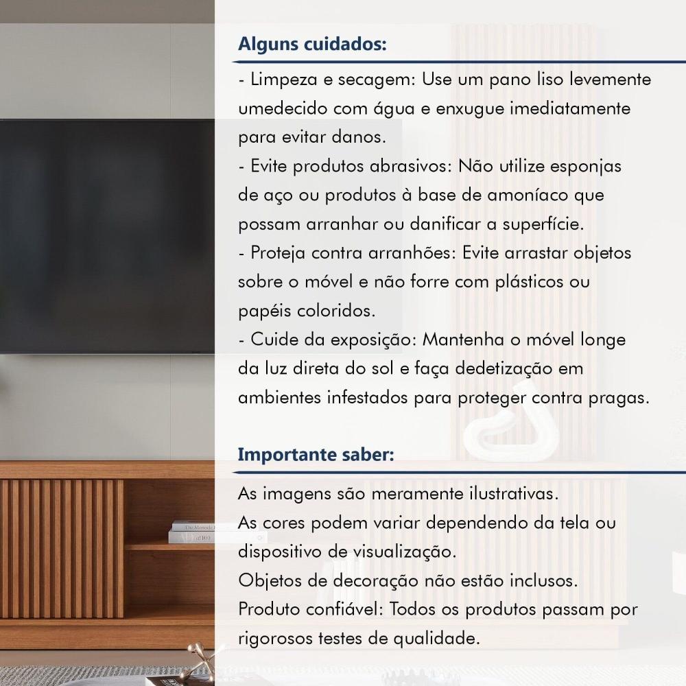 Estante Home para Tv de Ate 75 Polegadas 2 Portas 100% Mdf 220 Cm Valencia New Naturalle/Off White