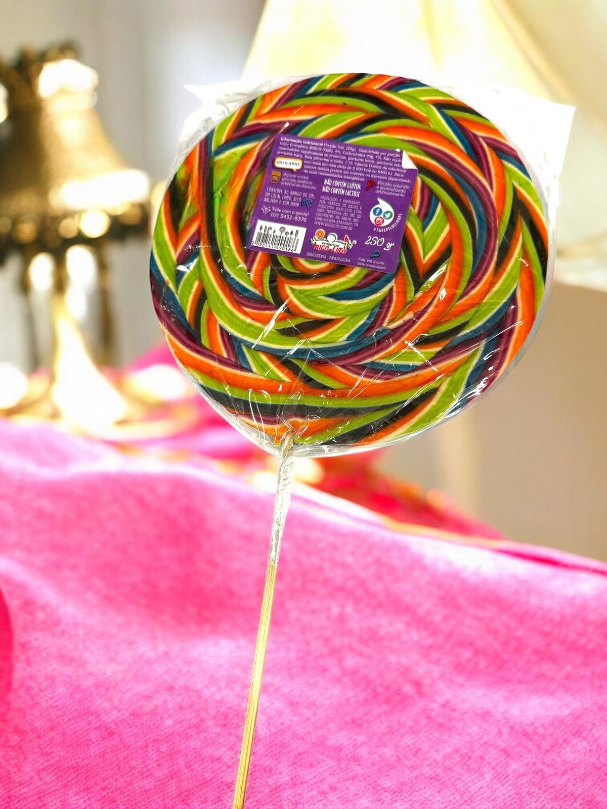 Miniatura Kit 2 Pirulitos Gigantes 250 Gr Psicodélicos 16Cm Coloridos