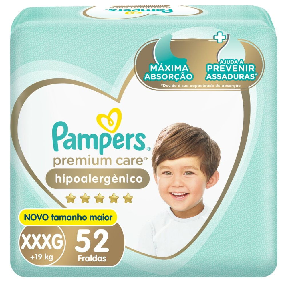 Miniatura Fralda Pampers Premium Care Bag Xxxg Com 52 Unidades