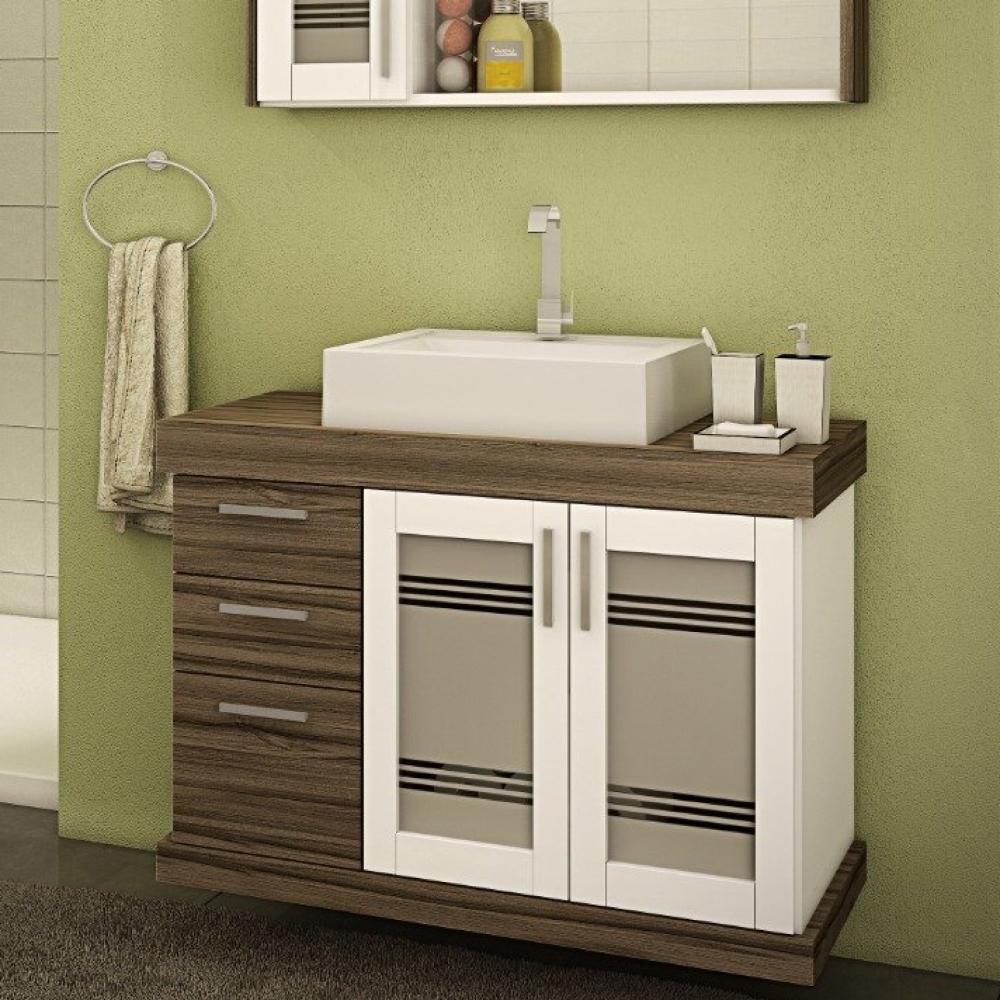 Miniatura Gabinete para Banheiro 80cm 3 Gavetas 2 Portas Imola Darabas Agardi Terracota