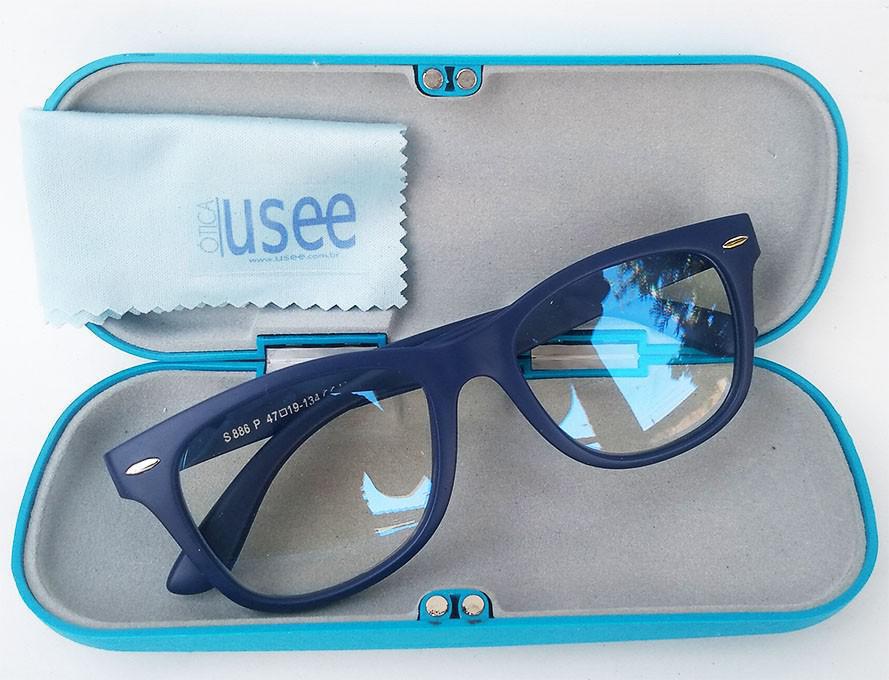 Oculos De Grau Infantil Inquebrável Silicone Wayfarer Azul Azul - Óculos - Retangular - Silicone - Grau
