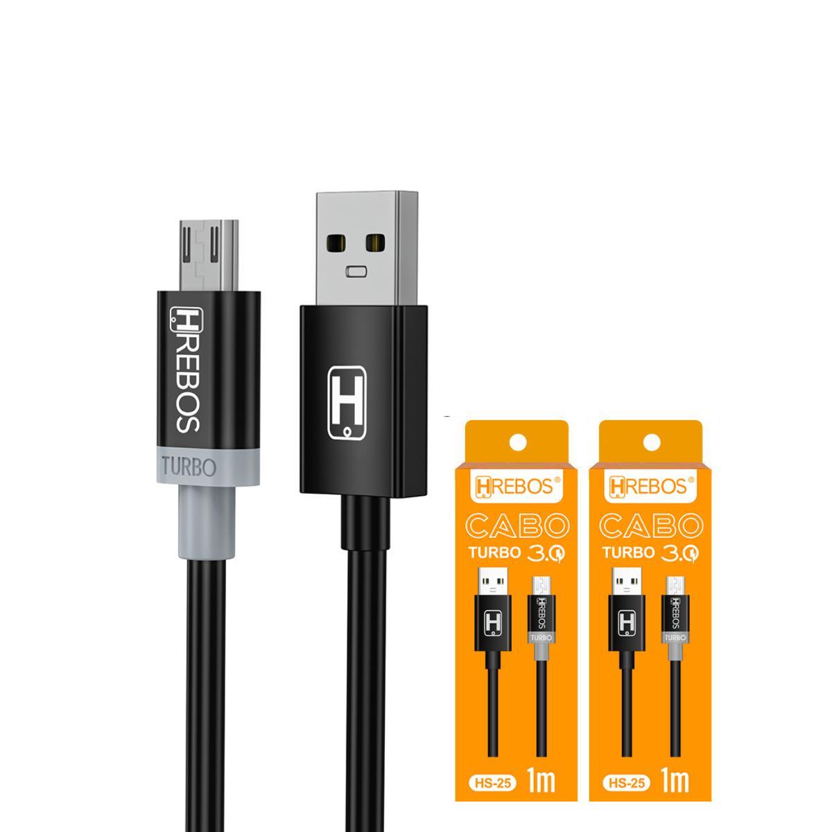 Miniatura Kit 2 Cabo Micro Usb V8 Carregador Turbo E Dados Android