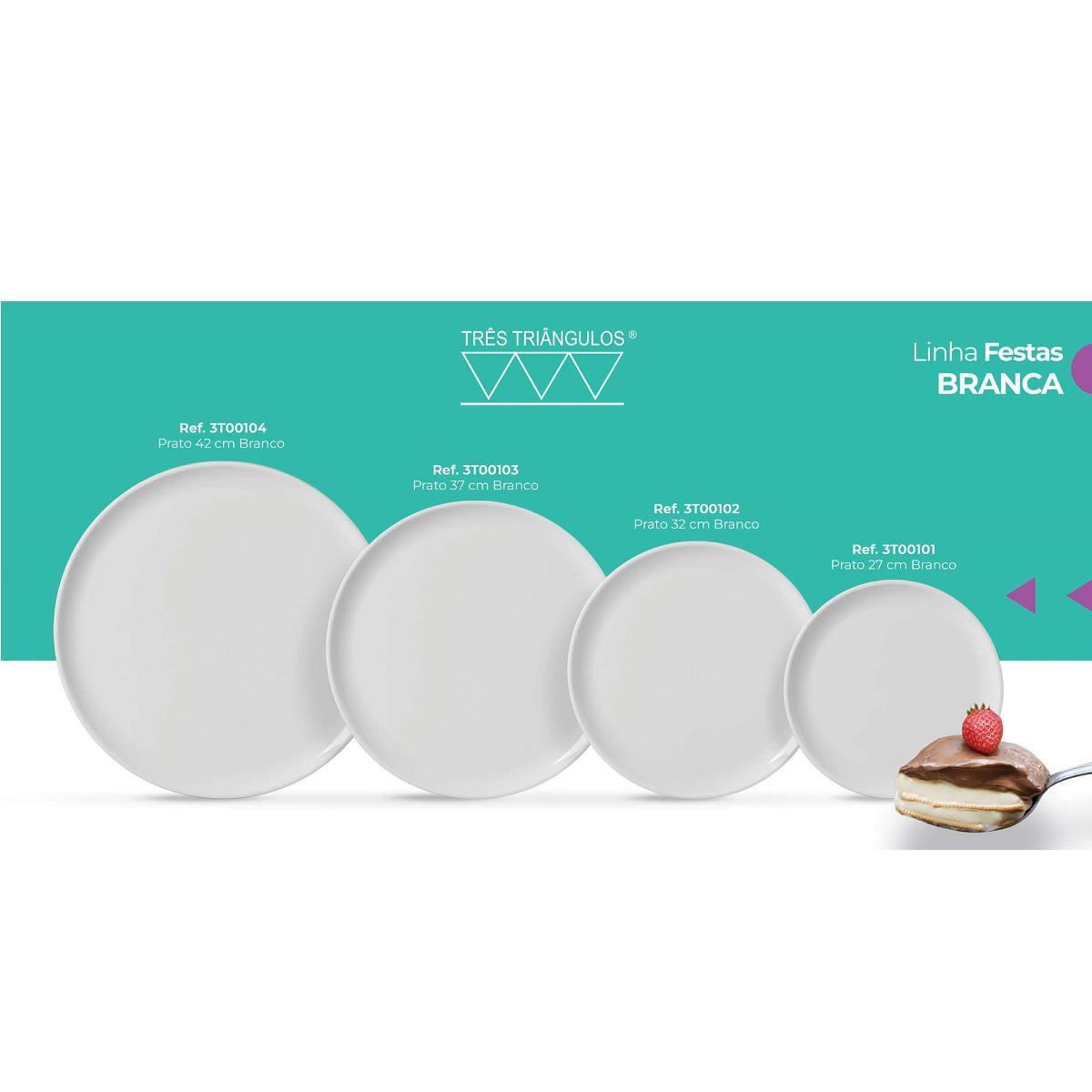 Miniatura Bandeja Prato Redondo Servir Bolo Linha Festa Branco 270Mm