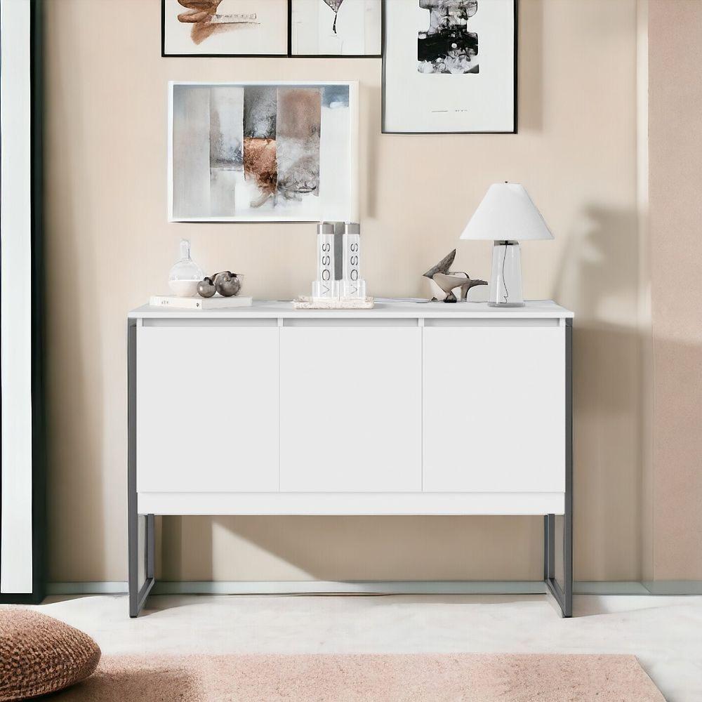 Miniatura Aparador Buffet Para Sala Industrial Oslo Branco Preto