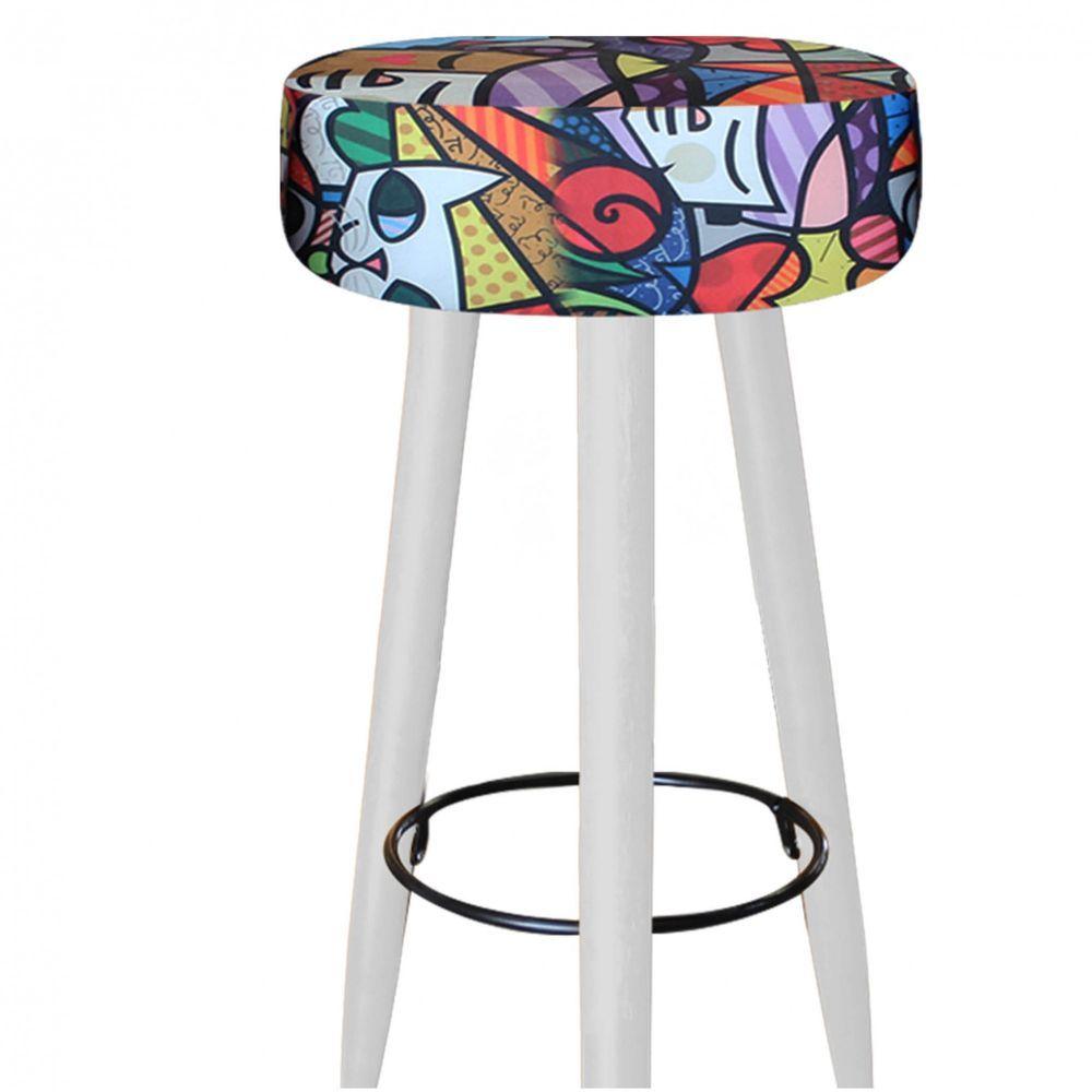 Miniatura Banqueta Alta Lia Para Cozinha Bar Balcão Bistrô Pé Palito Branco Romero Brito