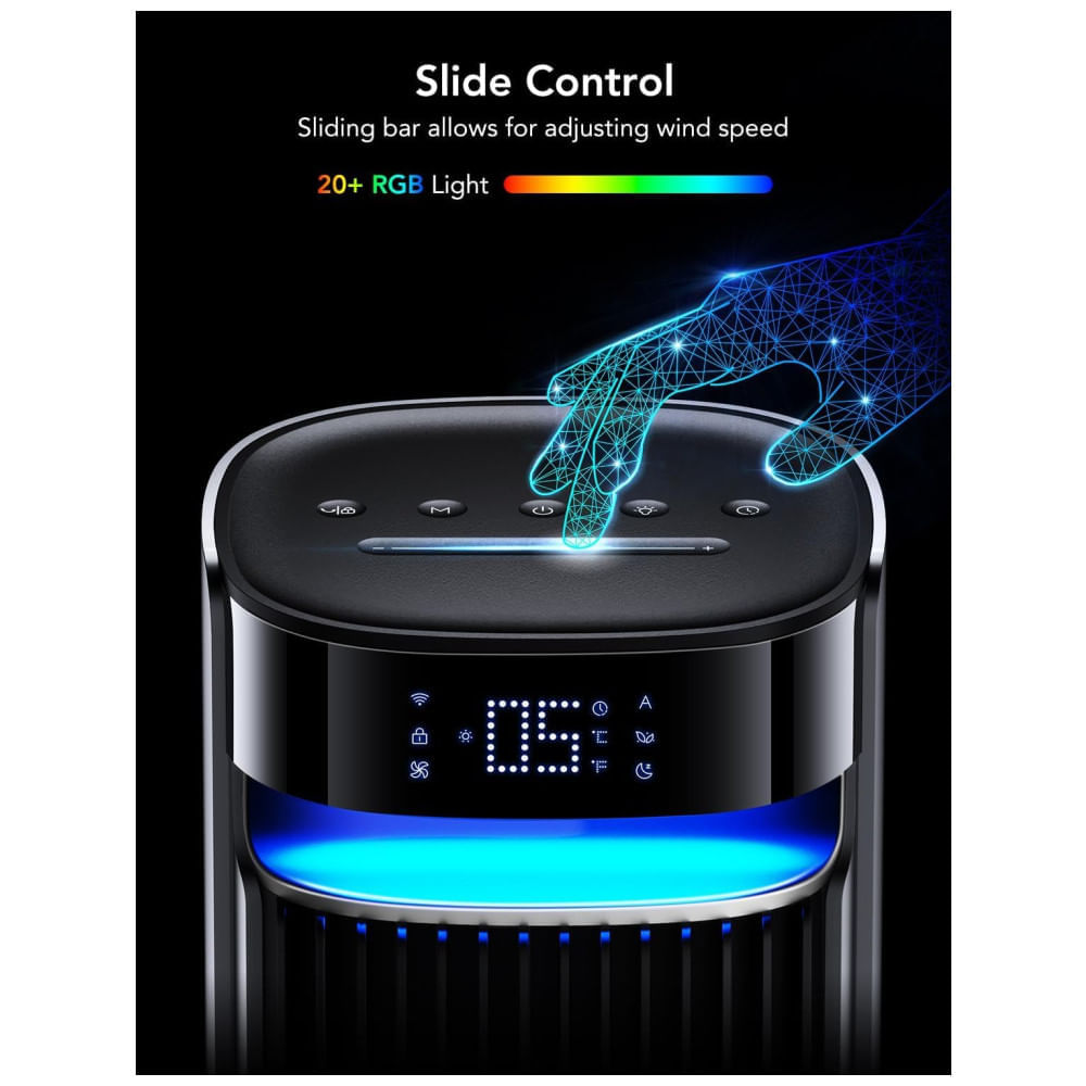 Ventilador de Torre, Estilo Moderno com Temporizador de 24H, Silencioso, 5 Modos, 12 Velocidades e Controle por APP ou Voz, 110V 48W, Goveelife, 110v