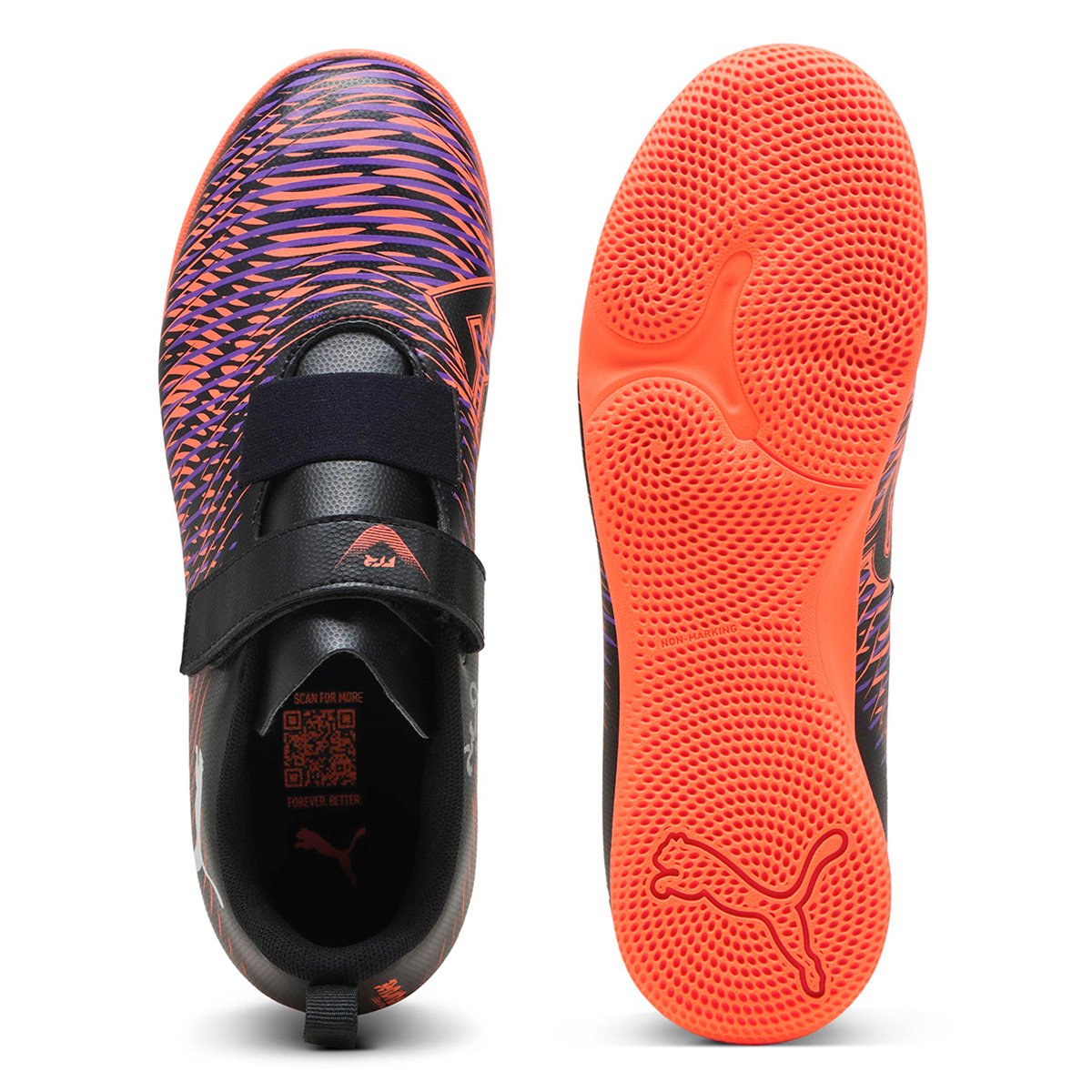 Miniatura Chuteira Infantil Futsal Puma Future 8 Play Preto+Vermelho - 26
