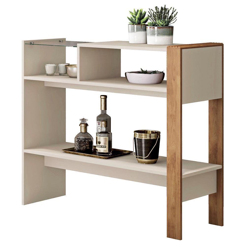 Miniatura Aparador Com 2 Prateleiras Mênfis Off White/buriti - Caemmun