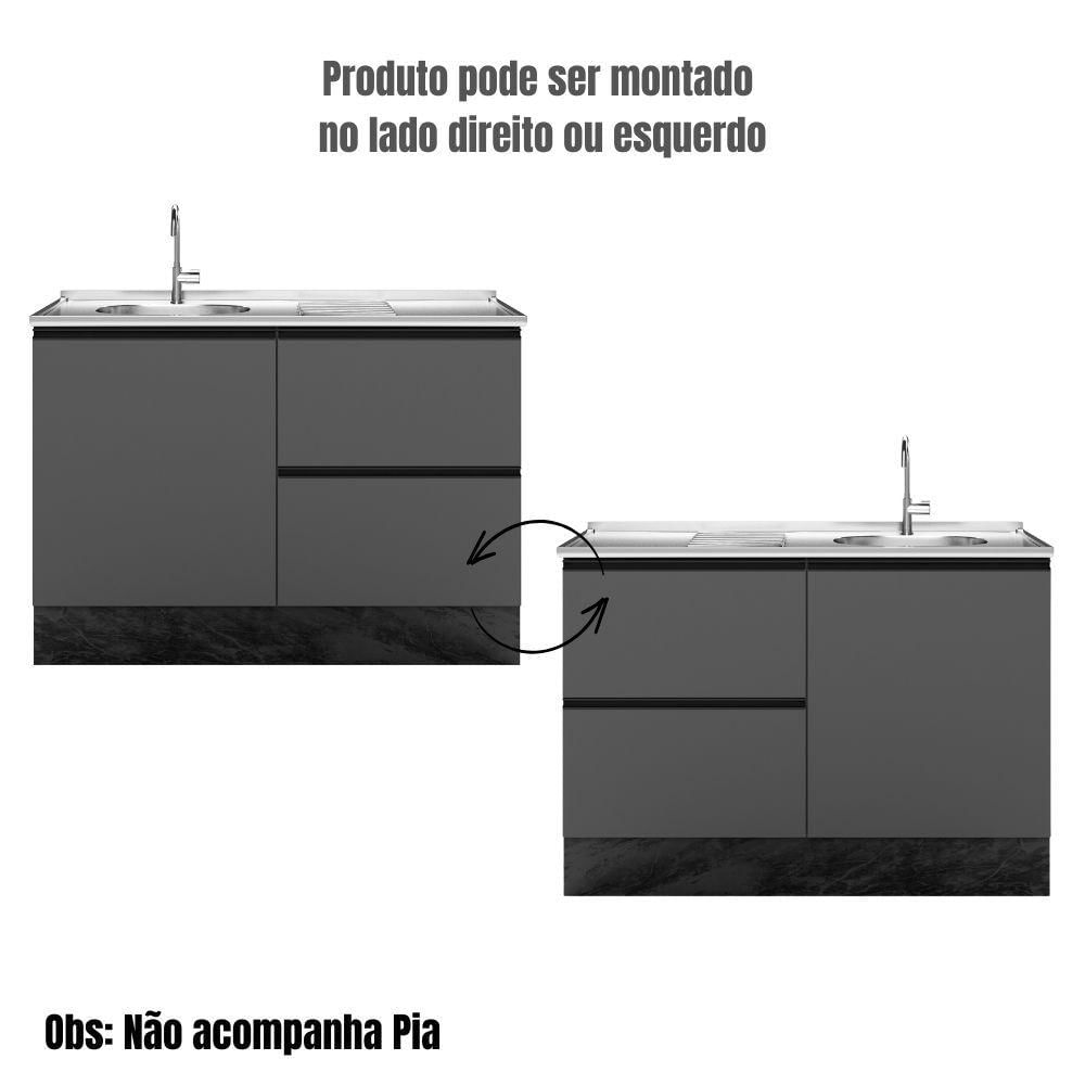 Miniatura Balcão Para Pia Etna 120 Cm 1 Porta Grafite Poliman