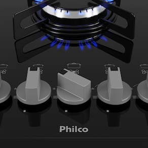 Cooktop a Gás Philco 5 Bocas Chef 5 Bisote Bivolt – Preto FG 5B COOKTOP PHILCO COOK CHEF5 VD BIV PTO..