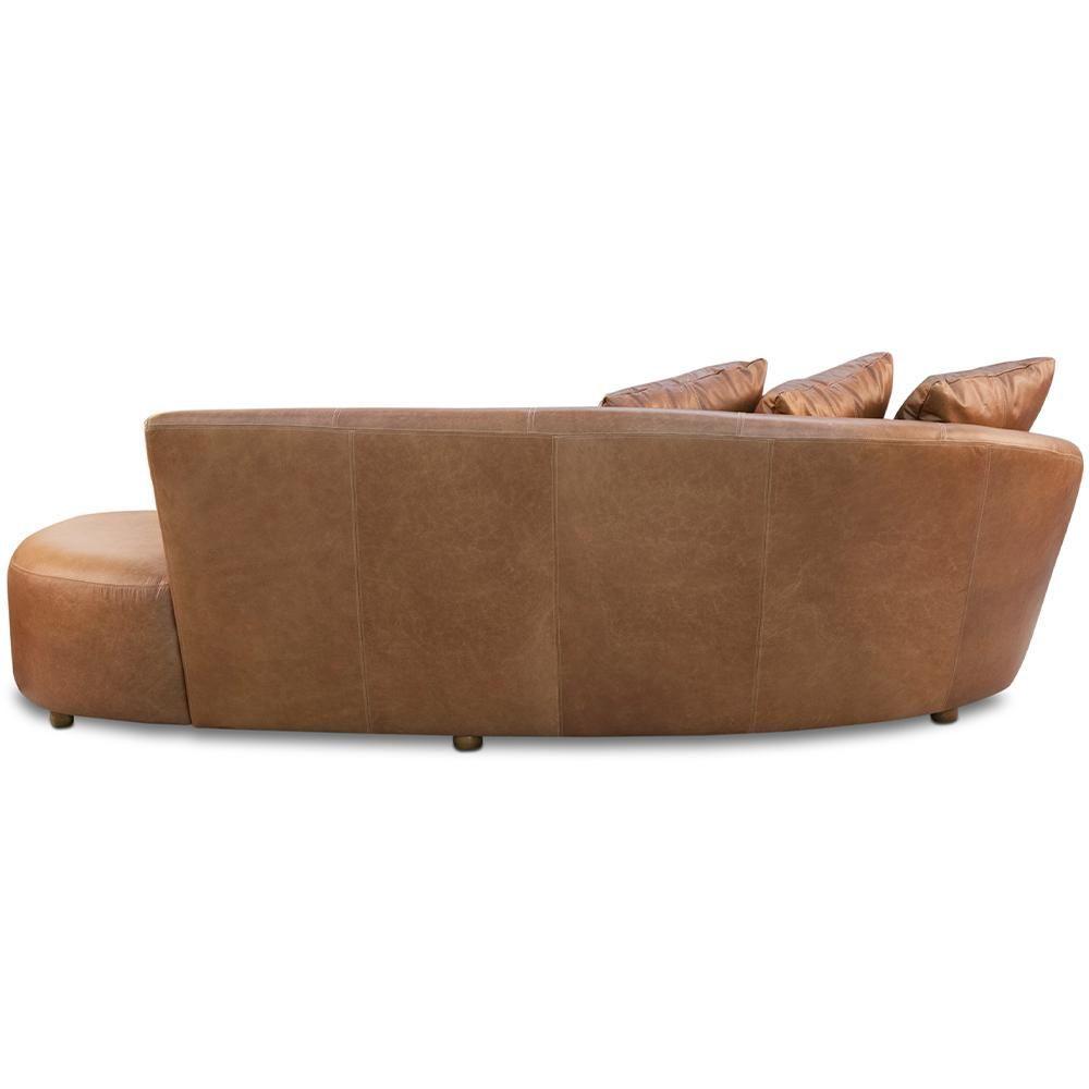 Miniatura Sofá 3 Lugares Com Puff Orgânico Sala Living 250cm Adam T03 Couro Cristal Marrom - Lyam Decor